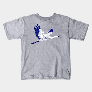 Blue and white crane Kids T-Shirt